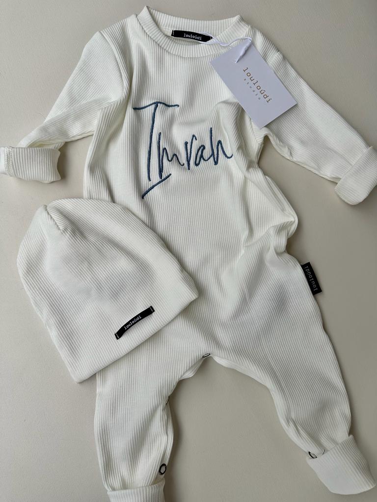 Makkelijke geribde onesie - ecru