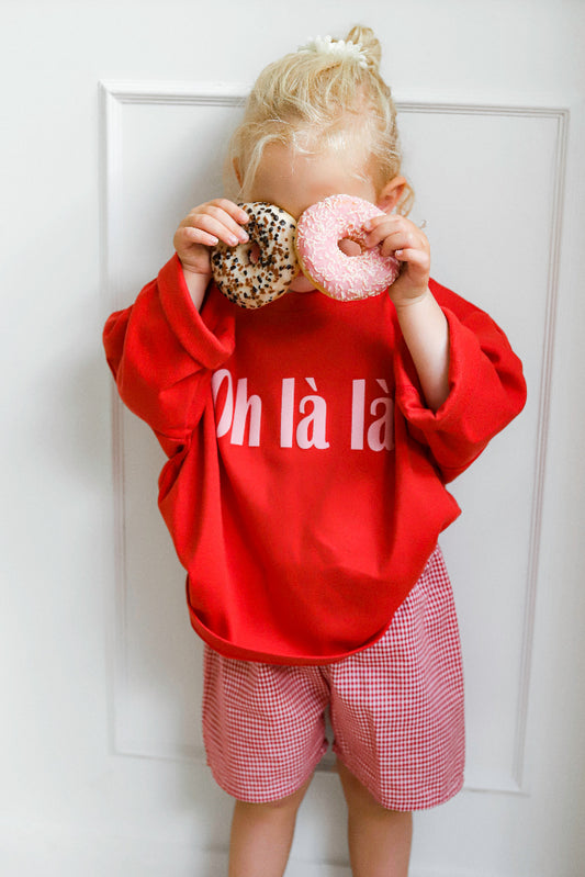 Tus - Oversized shirt - Rood met oh la la print
