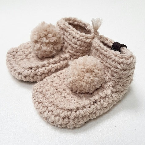 BABY BOOTIES | WOOL & LEATHER POMPON
